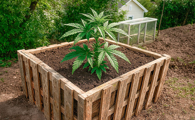 Создание высоких грядок со стеблями и корнями каннабиса