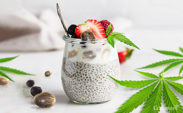 Пудинг с конопляным смузи и семенами чиа